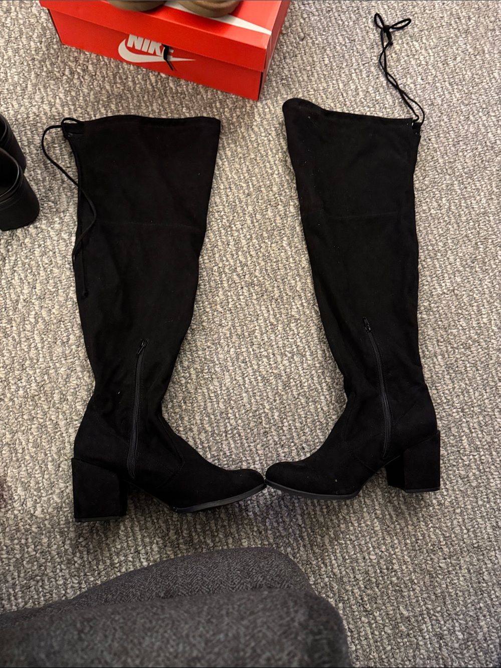 Unisa Black Over-the-Knee Block Heel Boots